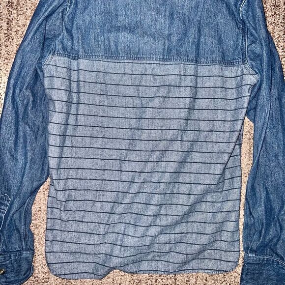 Lifetime Collective Uniform Standard Men's Denim Striped Button Down Long Sleeve - Picture 11 of 11